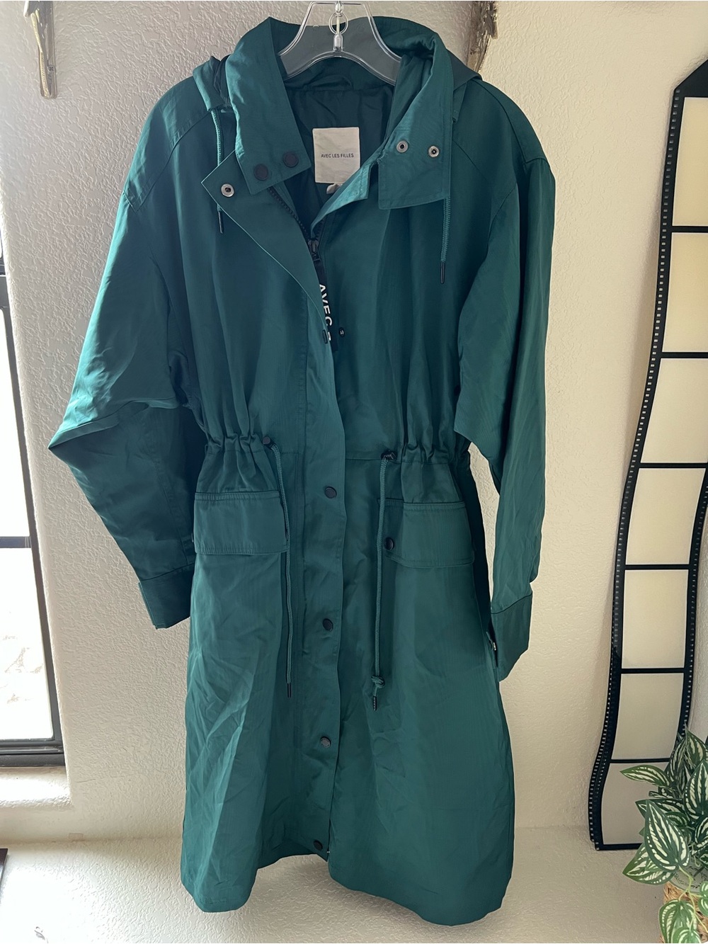 Avec Les Filles Teal Hooded Anorak Trench Coat